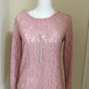 Ladies pink lace sweater size S